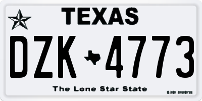TX license plate DZK4773