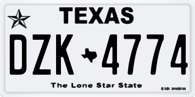 TX license plate DZK4774
