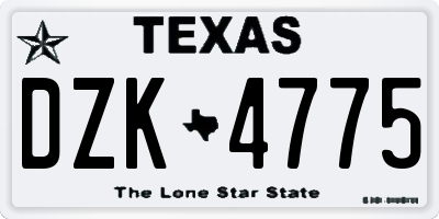 TX license plate DZK4775
