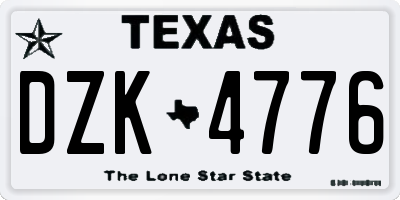 TX license plate DZK4776