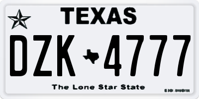 TX license plate DZK4777