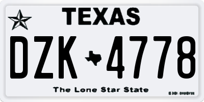 TX license plate DZK4778