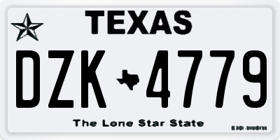 TX license plate DZK4779