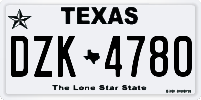 TX license plate DZK4780