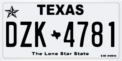 TX license plate DZK4781