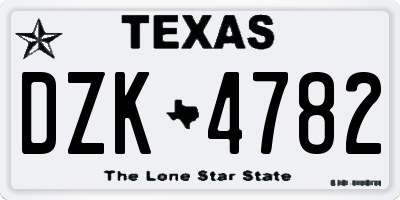TX license plate DZK4782