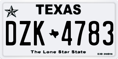 TX license plate DZK4783