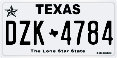 TX license plate DZK4784