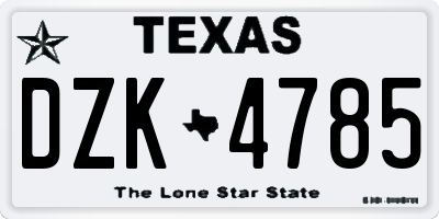 TX license plate DZK4785