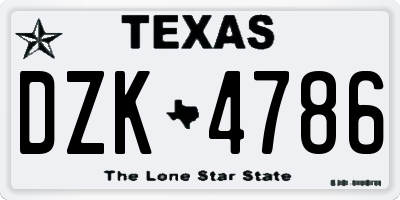 TX license plate DZK4786
