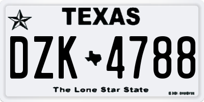 TX license plate DZK4788