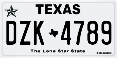 TX license plate DZK4789