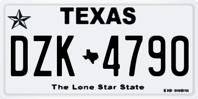 TX license plate DZK4790