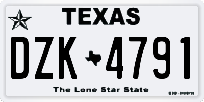 TX license plate DZK4791
