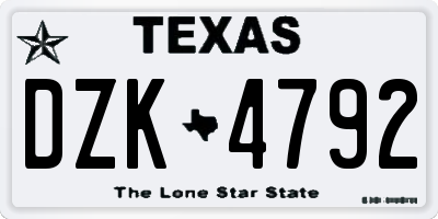 TX license plate DZK4792