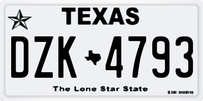 TX license plate DZK4793
