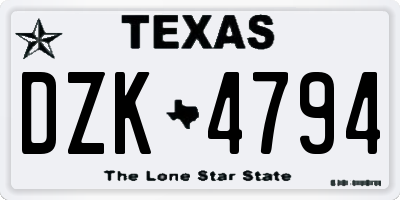 TX license plate DZK4794