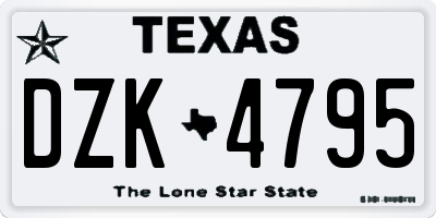 TX license plate DZK4795