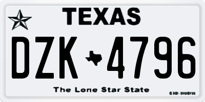 TX license plate DZK4796