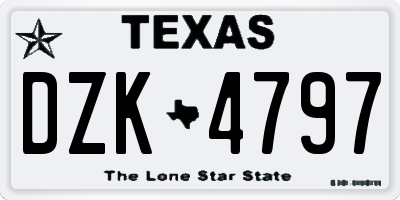 TX license plate DZK4797