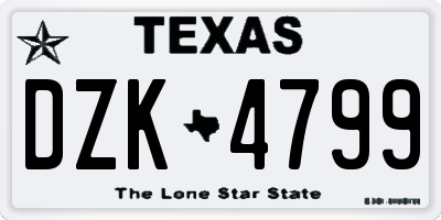 TX license plate DZK4799