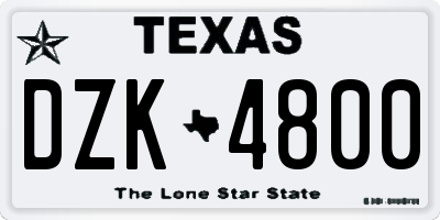 TX license plate DZK4800