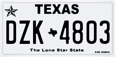 TX license plate DZK4803
