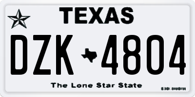 TX license plate DZK4804