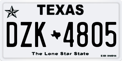TX license plate DZK4805