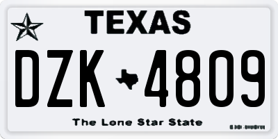 TX license plate DZK4809