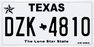 TX license plate DZK4810