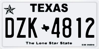 TX license plate DZK4812