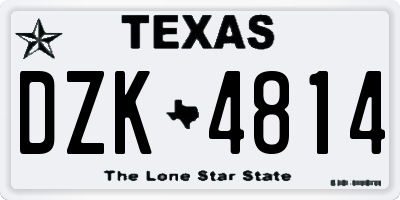 TX license plate DZK4814