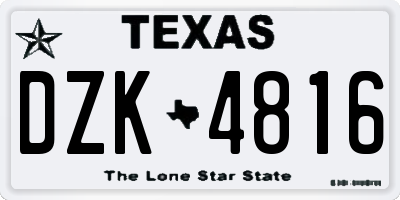 TX license plate DZK4816