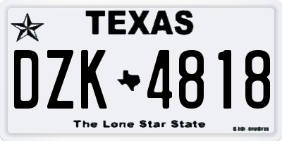TX license plate DZK4818