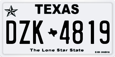 TX license plate DZK4819