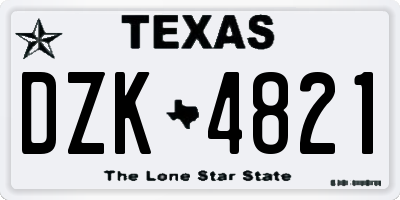 TX license plate DZK4821
