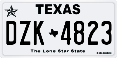 TX license plate DZK4823
