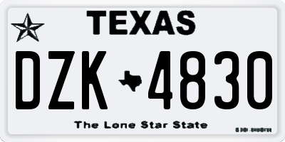 TX license plate DZK4830