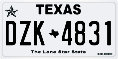 TX license plate DZK4831