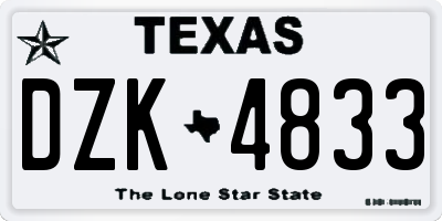 TX license plate DZK4833