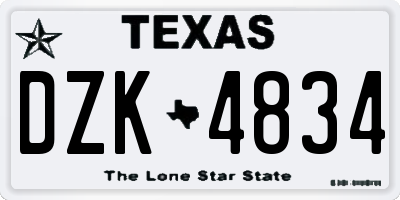 TX license plate DZK4834