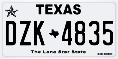 TX license plate DZK4835