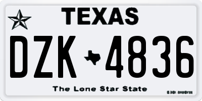 TX license plate DZK4836