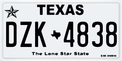 TX license plate DZK4838