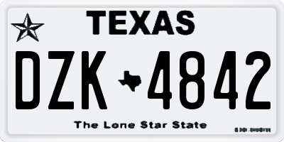 TX license plate DZK4842