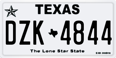 TX license plate DZK4844