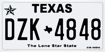 TX license plate DZK4848