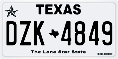 TX license plate DZK4849