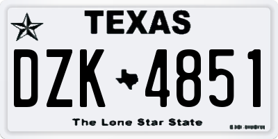 TX license plate DZK4851